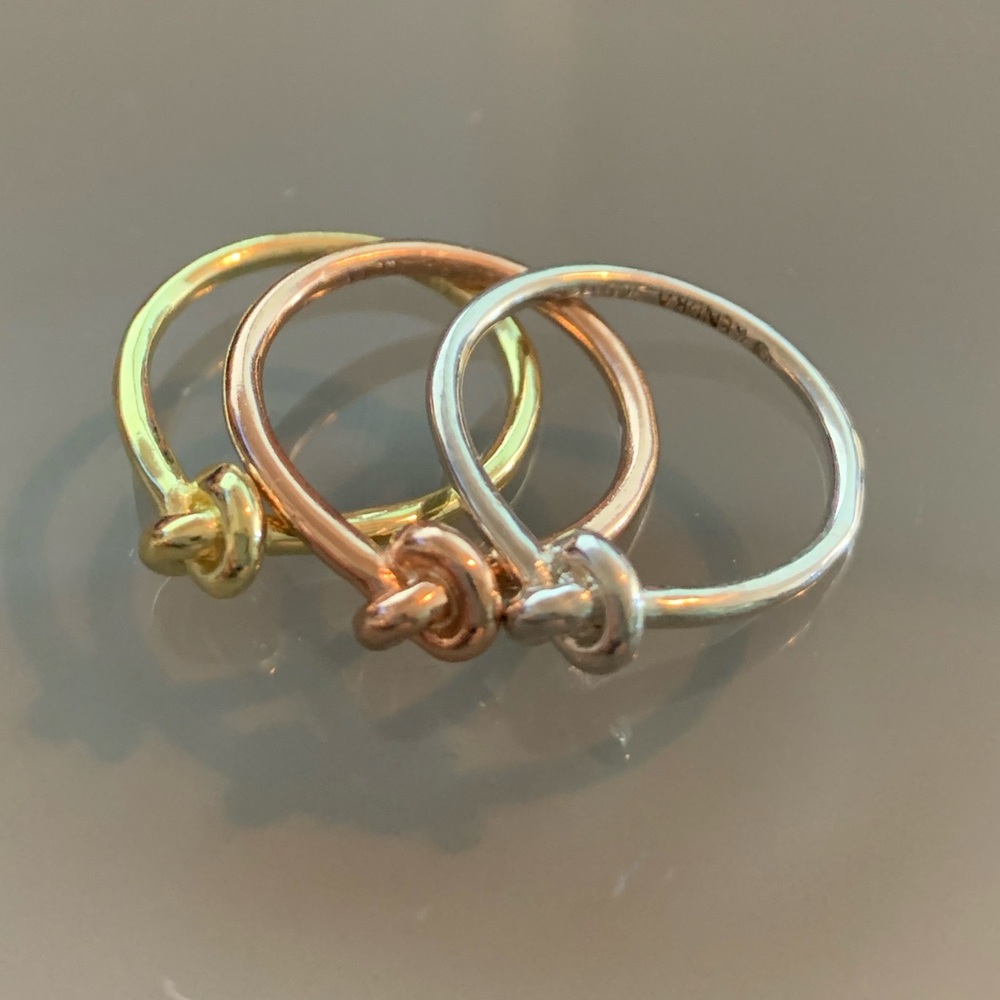 NWOT STERLING FOREVER Sterling Silver Thin Love 3 set ring Knot Ring